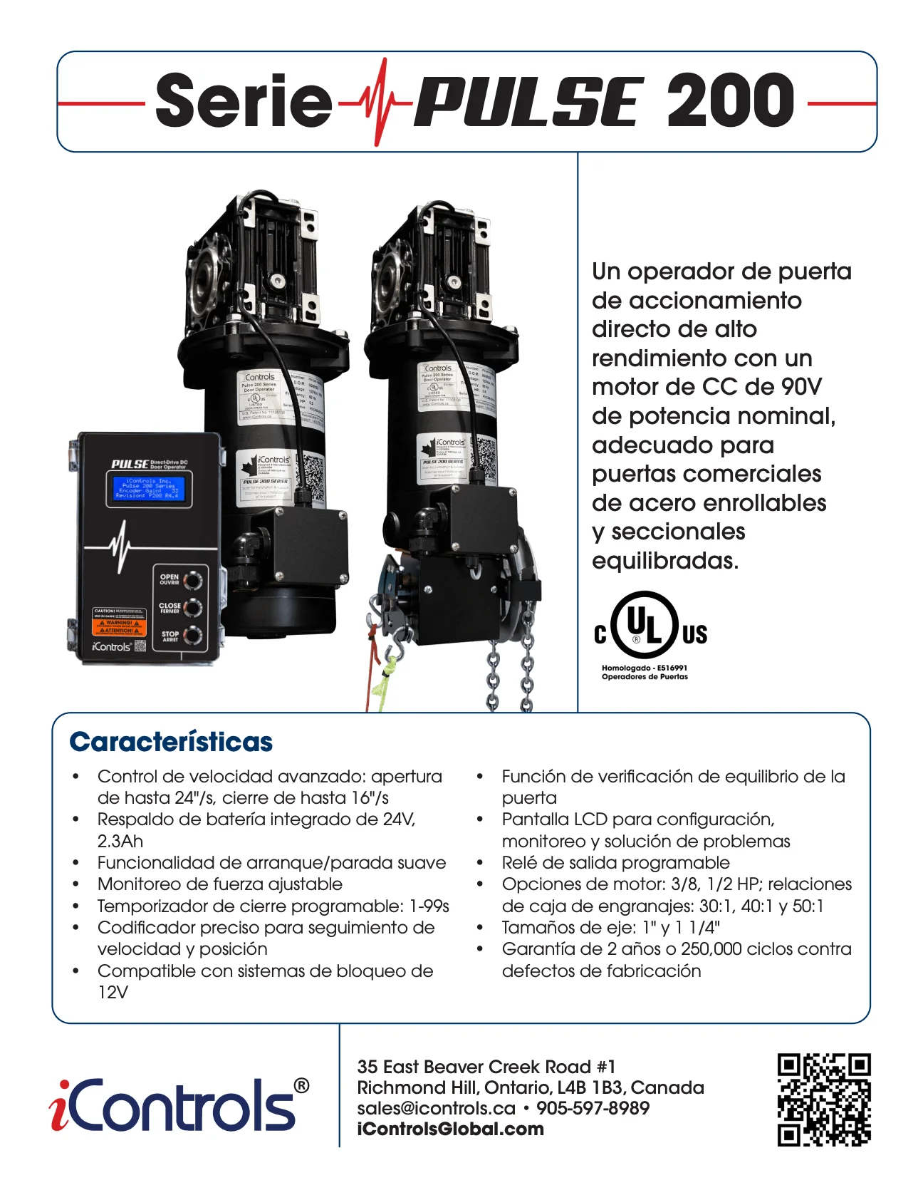 Portada del folleto de la serie comercial PULSE 200