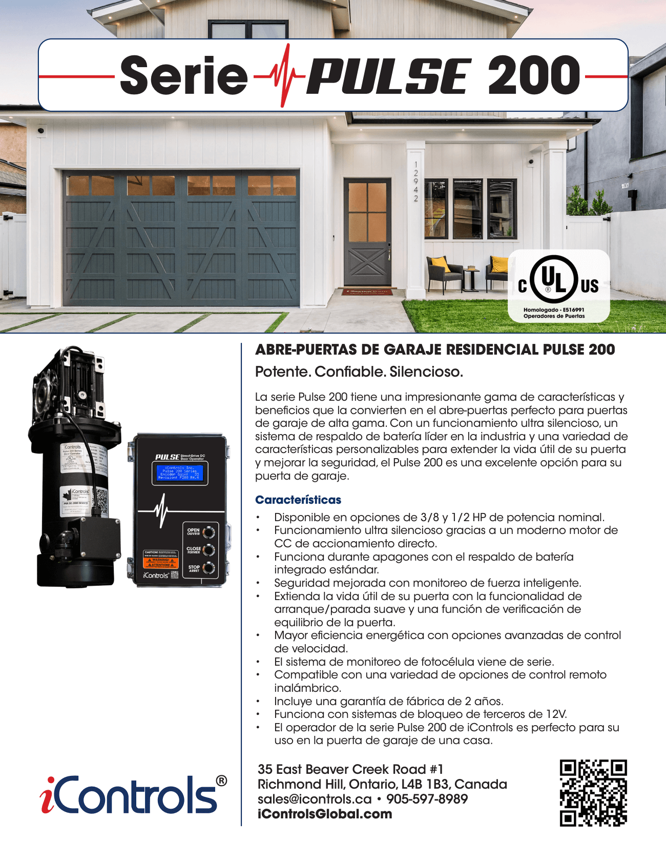 Cubierta del folleto de la serie residencial PULSE 200